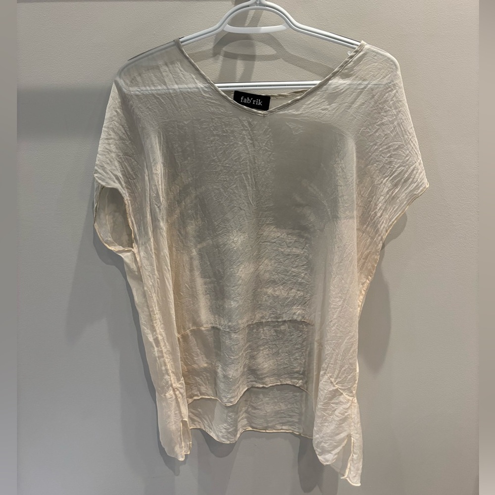 fab'rik Women's Sheer Cream Blouse